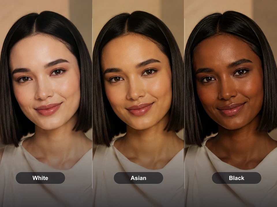 Editorial portrait skin tone variants