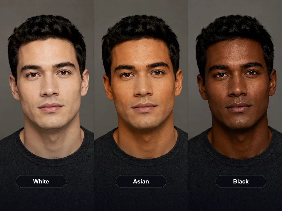Studio portrait skin tone variants